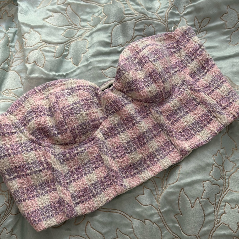 Zara tweed corset cropped top